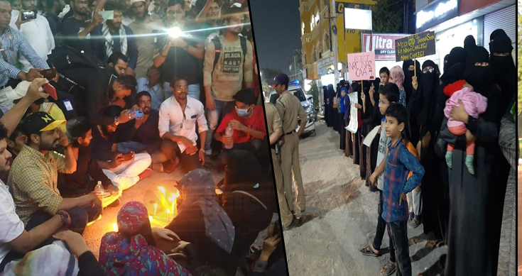 Flash protests in Hyderabad against Delhi violence