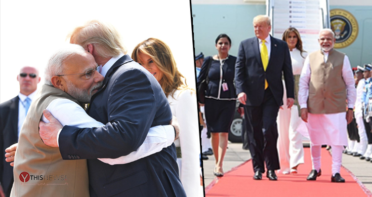 Modi greets Trump with a hug, shakes hands with Melania