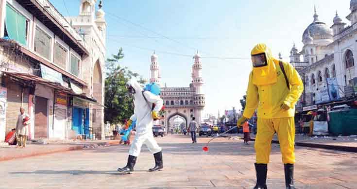 GHMC takes up spraying on main roads