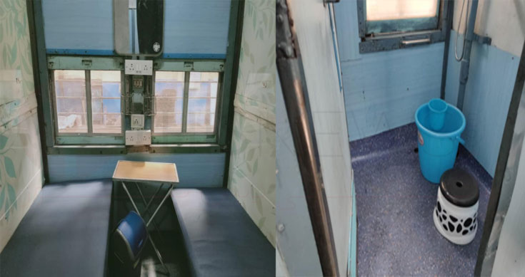 Two Cabins of Sleeper Class Coach modified as Prototype Isolation Cabins by Carriage Workshop, Lalaguda