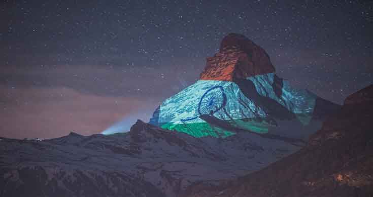 Matterhorn lights up with Indian tricolour