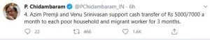 Chidambaram slams government migrant workers
