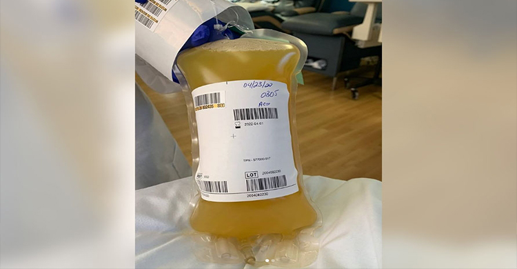 Tom Hanks shares pic of his donated plasma