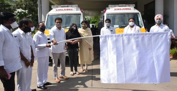 KTR flagged of ambulances at the camp office