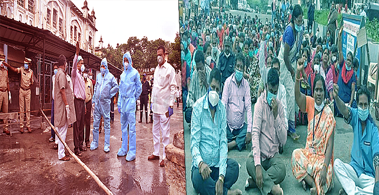 Osmania Hospital Out Sourcing employees agitated