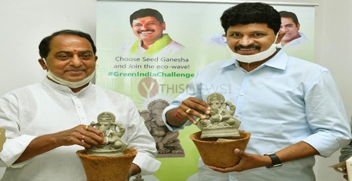 Santhosh, Indrakaran launch Eco- Friendly Seed Ganesha