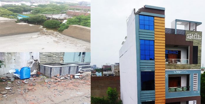 As showers continue to lash the city, lightning hit a house at Shastripuram