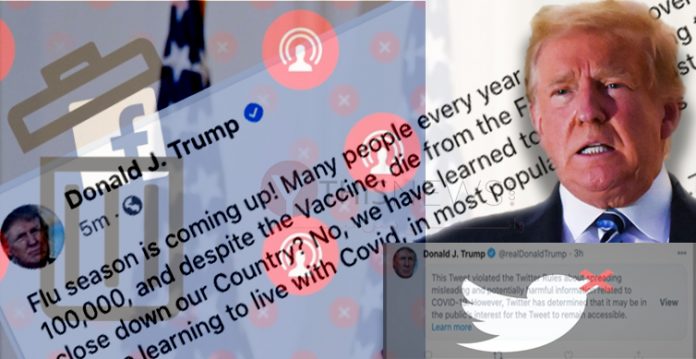 Facebook Deleted Trump Covid-19 Post, Hidden by Twitter