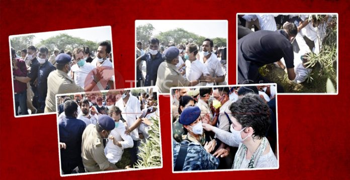 Rahul and Priyanka Detained When Marching Towards Hathras to meet the Victim's Family Members