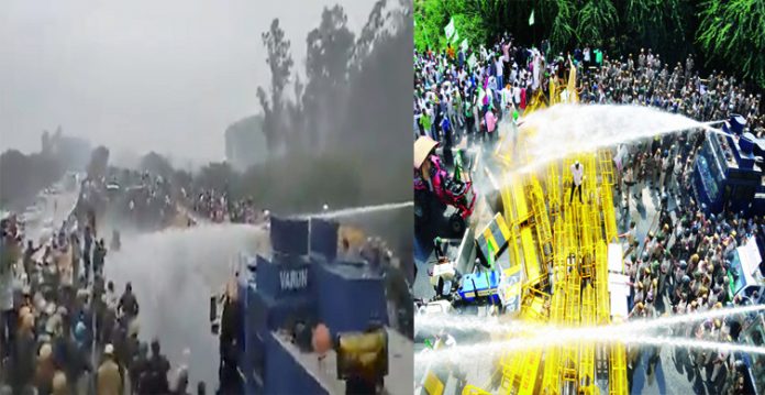 Chaos at Tikri Border as Police Use Water Cannons and Tear Gas to Disperse Protesting Farmers