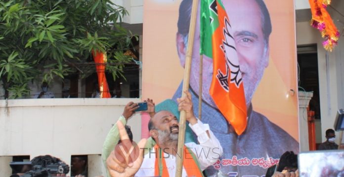 Union Minister Amit shah congratulates Bandi Sanjay on party’s victory