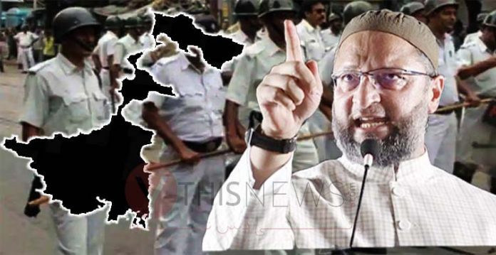 aimim chief lashes out kolkata police for denying permission