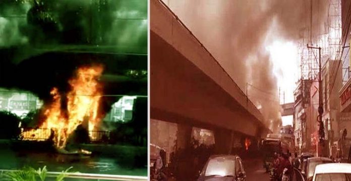 fire accident takes place on punjagutta flyover