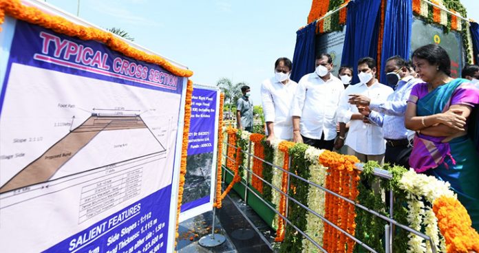 jagan lays foundation stone for krishna river flood bank work