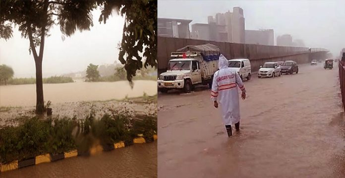 heavy downpour lashes gurugram, disrupts traffic movements