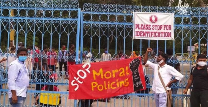 hyderabad varsity students protest against 'moral policing'