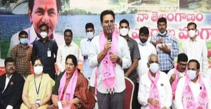 ktr offers rs 2 lakh cheques kin of deceased trs workers