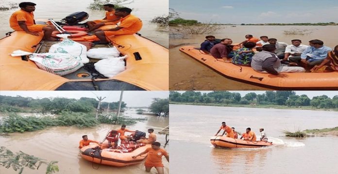 rajasthan sdrf rescues 161 people from flood affected districts