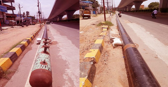 Residents wound-up over gas pipe blocking colony entrance at Attapur