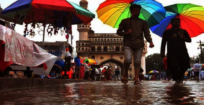 charminar tops the list with 80.5mm rainfall since monday morning