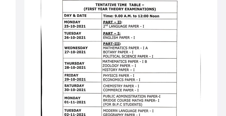 TSBIE announced exam scheduled of 1st year for students promoted to 2nd year