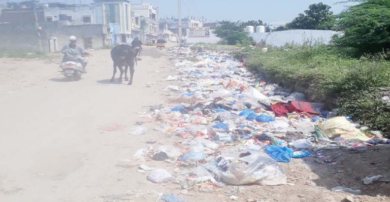 Pilled Up Garbage can be seen in Ward No.7 of Jalpally area.