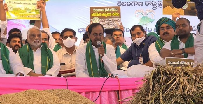 Telangana CM stages dharna in Hyderabad to protest Centre's policies