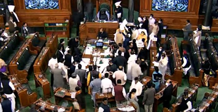 lok sabha adjourned till 2 pm amid opposition ruckus