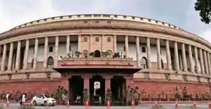trs mps stage farm protest in parliament, rs adjourned