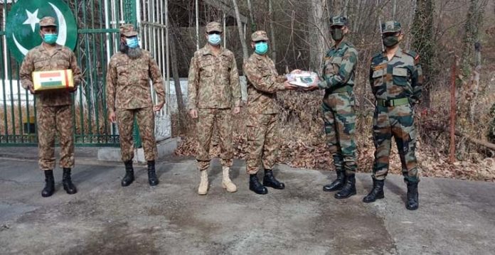 india, pakistan armies exchange sweets on new year along loc in j&k