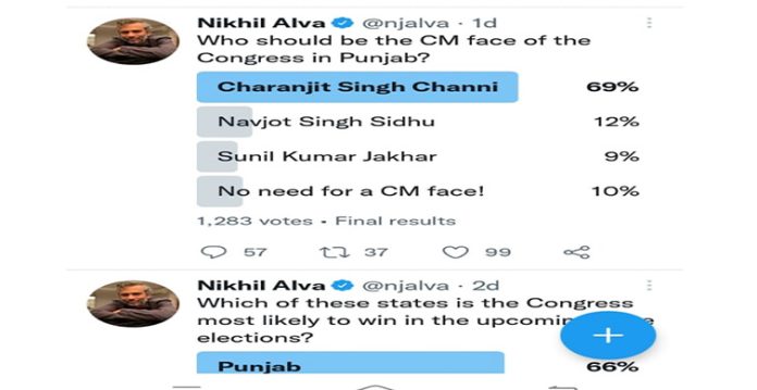 rahul gandhi aide holds twitter poll for punjab cm, channi comes first