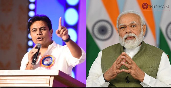 Telangana IT Minister KT Rama Rao and India Prime Minsiter Narendra Modi