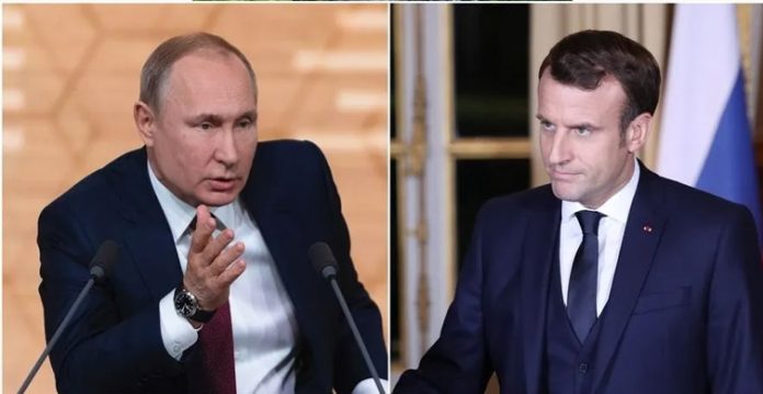 Russian President Vladimir Putin and his French partner Emmanuel Macron