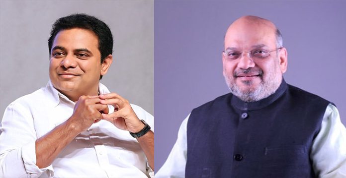TRS working president K.T. Rama Rao and amit shah