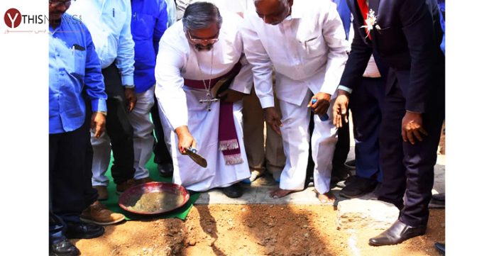 foundation stone for the construction of a church being laid at new secretariat