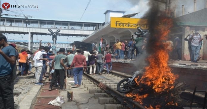 violent protests at secunderabad station, police finally clear area
