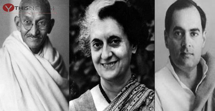Mahatma Gandhi, Indira Gandhi and Rajiv Gandhi