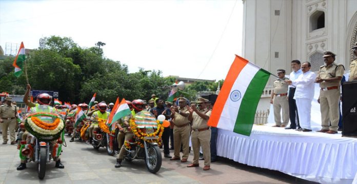 hyderabad fire department holds rally as part of independence day celebrations