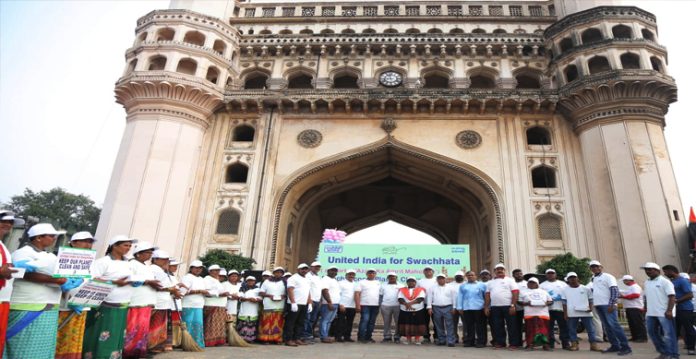 'united india for swachhata campaign' held at charminar