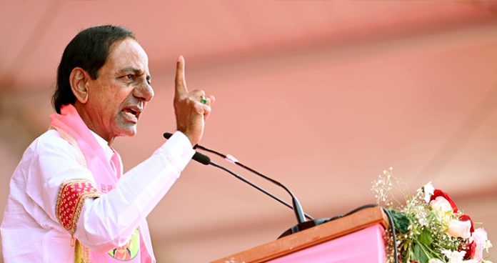 kcr inspects construction of work of trs office in delhi