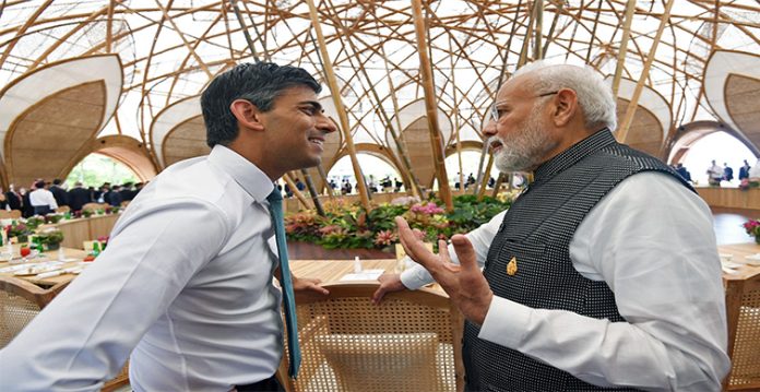 Prime Minister Narendra Modi and his British counterpart Rishi Sunak