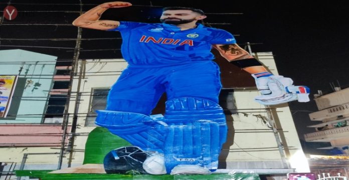 giant cutout of virat kohli appears in hyderabad for his birthday