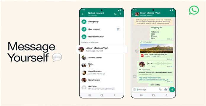 whatsapp to launch 'message yourself' feature in india