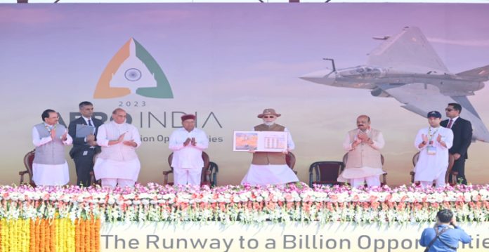 india will not let go off any opportunity nor spare any effort to become leading defence sector player: pm modi at aero india 2023 inaugural