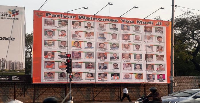 Ahead of PM Modi‘s visit, posters taking dig at BJP come up in Hyderabad