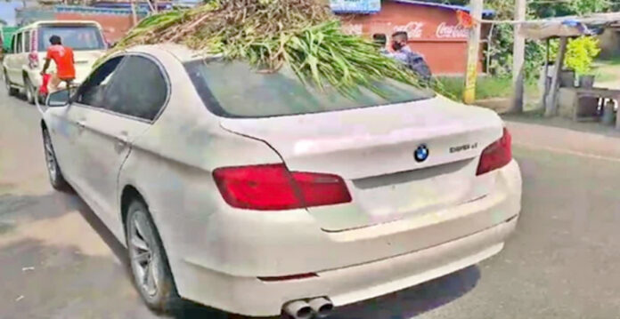 farmer carries fodder on BMW, video goes viral